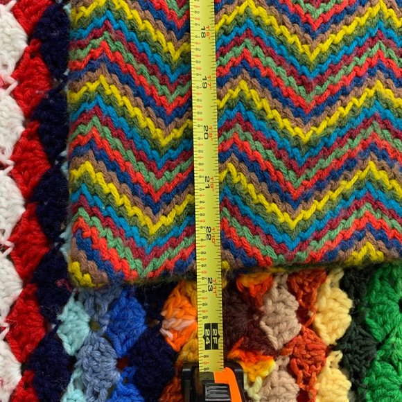 Vintage 1960s Lampl Rainbow Chevron Knit Sweater Square High Neck Festiv… - Picture 8 of 10